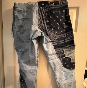 36/32 Men Blue Patch Bandana Denim Jeans Jordan Craig Legacy edition